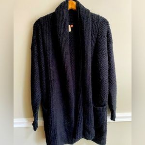 Anthropologie Pilcro Eyelash Cardigan Sweater, size M, black, fuzzy and cozy
